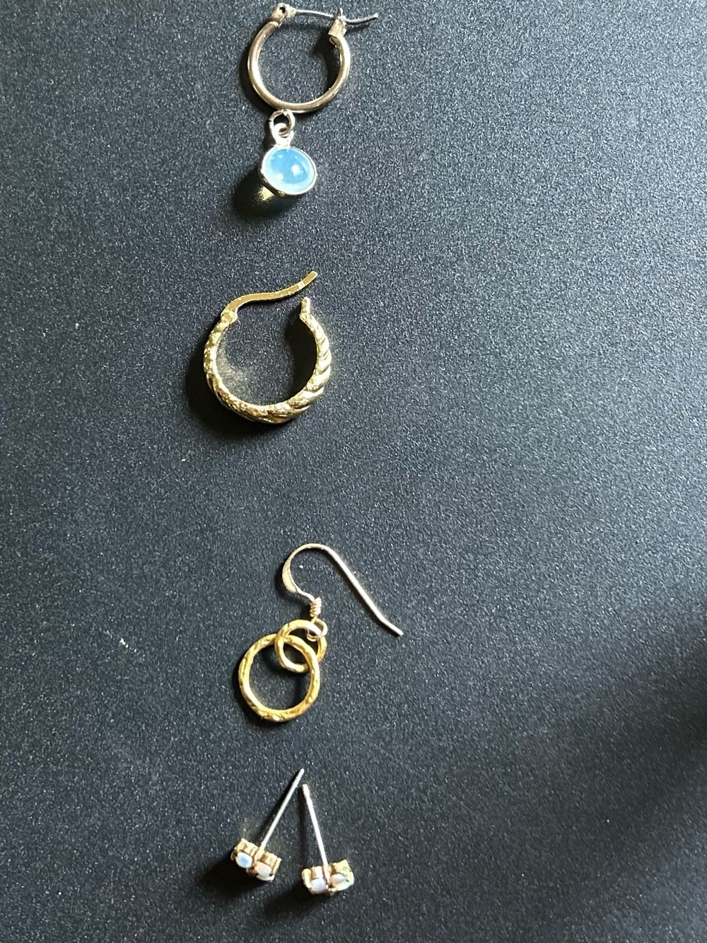 Gold-Tone Multi-Style Women's Single Earring lot(One Pair)- Opal Accent